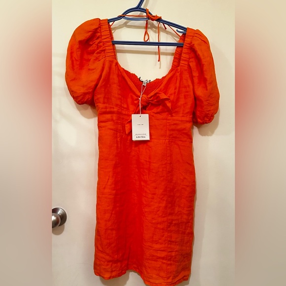 Bow Detail Linen Mini Dress NEW - Picture 3 of 8